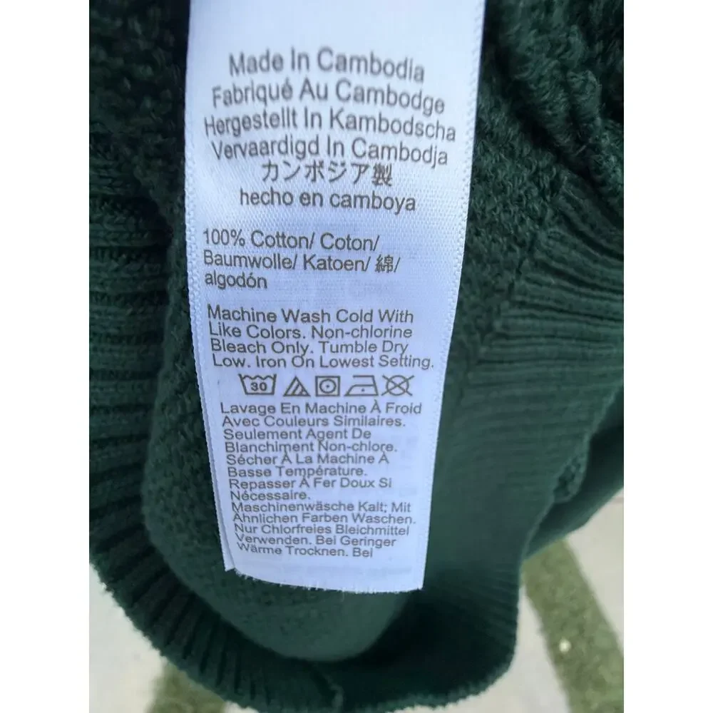 J.Crew Mens Small Green Knit Crewneck Sweater Cotton Textured NWT $118